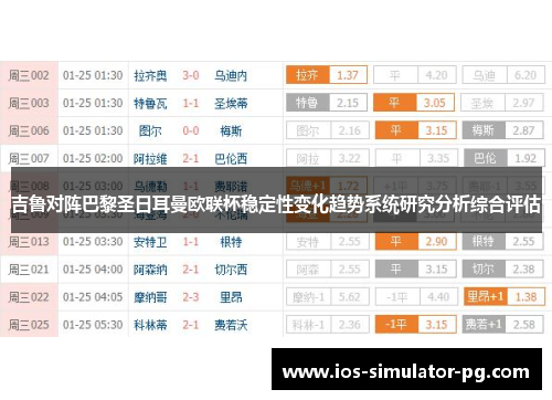 吉鲁对阵巴黎圣日耳曼欧联杯稳定性变化趋势系统研究分析综合评估